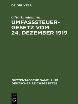 cover image of Umfaßsteuergesetz vom 24. Dezember 1919
